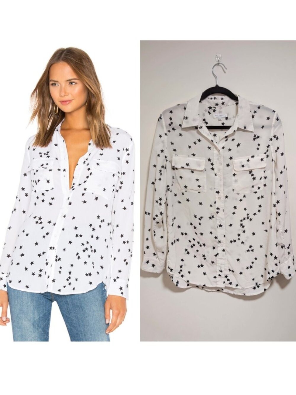 Equipment | Slim Signature Silk Star Print Shirt In Nature White